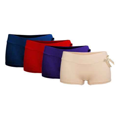 Markenwarenshop-Style Panty 4 x Damen Boxershorts Slips Panty Hot Pants Hipster Fine Woman 8012-1 Größe: XXL