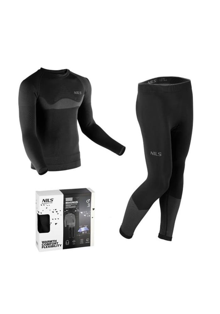 Langarmshirt Funktionsunterwäsche-Set Magnus (Langarmshirt und lange Hose) schwarz
