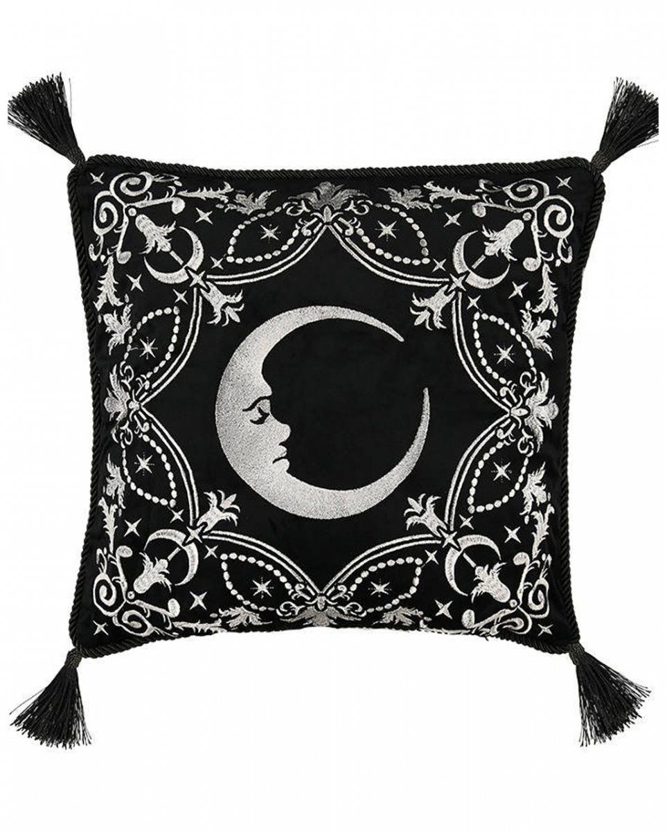 Tagesdecke Gothic Kissenbezug mit Halbmond Deko, Sterne Horror-Shop als &