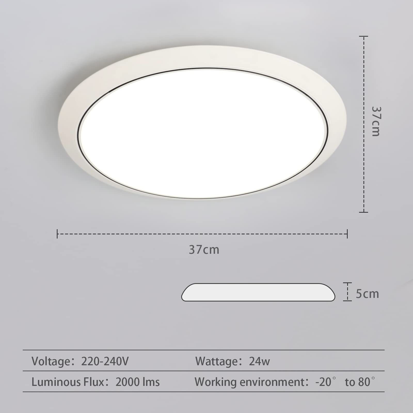 Deckenleuchte Modern 4000K Natürliches integriert, Weiß fest Lampe, JDONG LED IP44 Rund Deckenlampe, Tageslichtweiß, LED Weiß Wasserdichte
