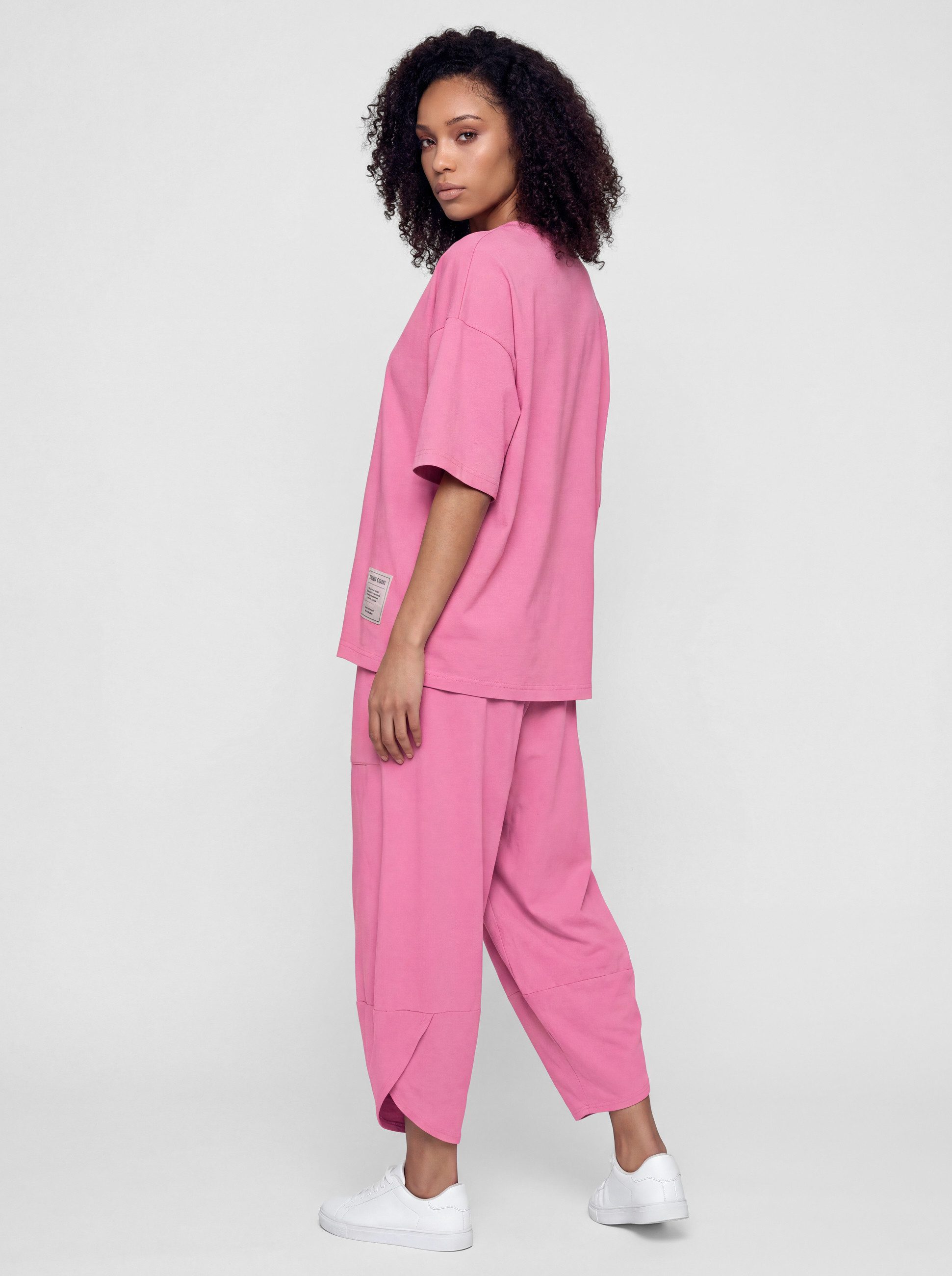 PEKIVESSA Jogginganzug Oversized Kurzarm Sweatanzug Set mit 7/8-Hose (2-tlg), Sweatshirt & Sweatpants 2-tlg.