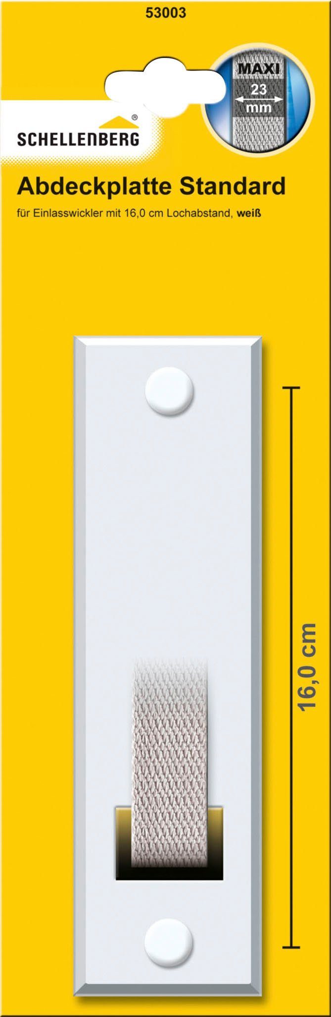 SCHELLENBERG Gurtwickler-Abdeckplatte STANDARD Maxi, Zubehör für langlebige, 160 Kunststoff, Einlassgurtwickler, für weiß aus mm, Einlassgurtwickler