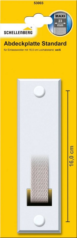 SCHELLENBERG Gurtwickler-Abdeckplatte Standard Maxi, 16,0 cm Lochabstand, langlebig aus Kunststoff, Zubehör für Einlassgurtwickler, Rollladen Abdeckblenden für Gurtwickler und Einlasswickler