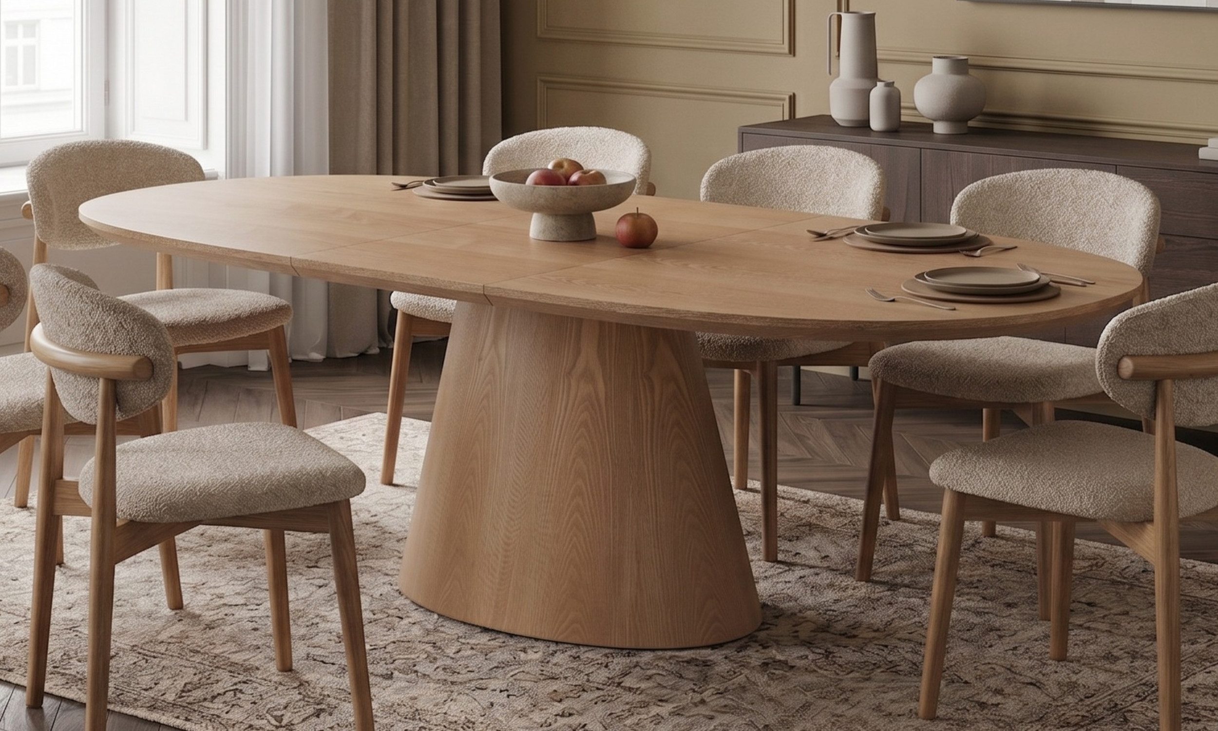 alesvelt Esstisch Ausziehbarer LIAM Oval, hellbraun/beige