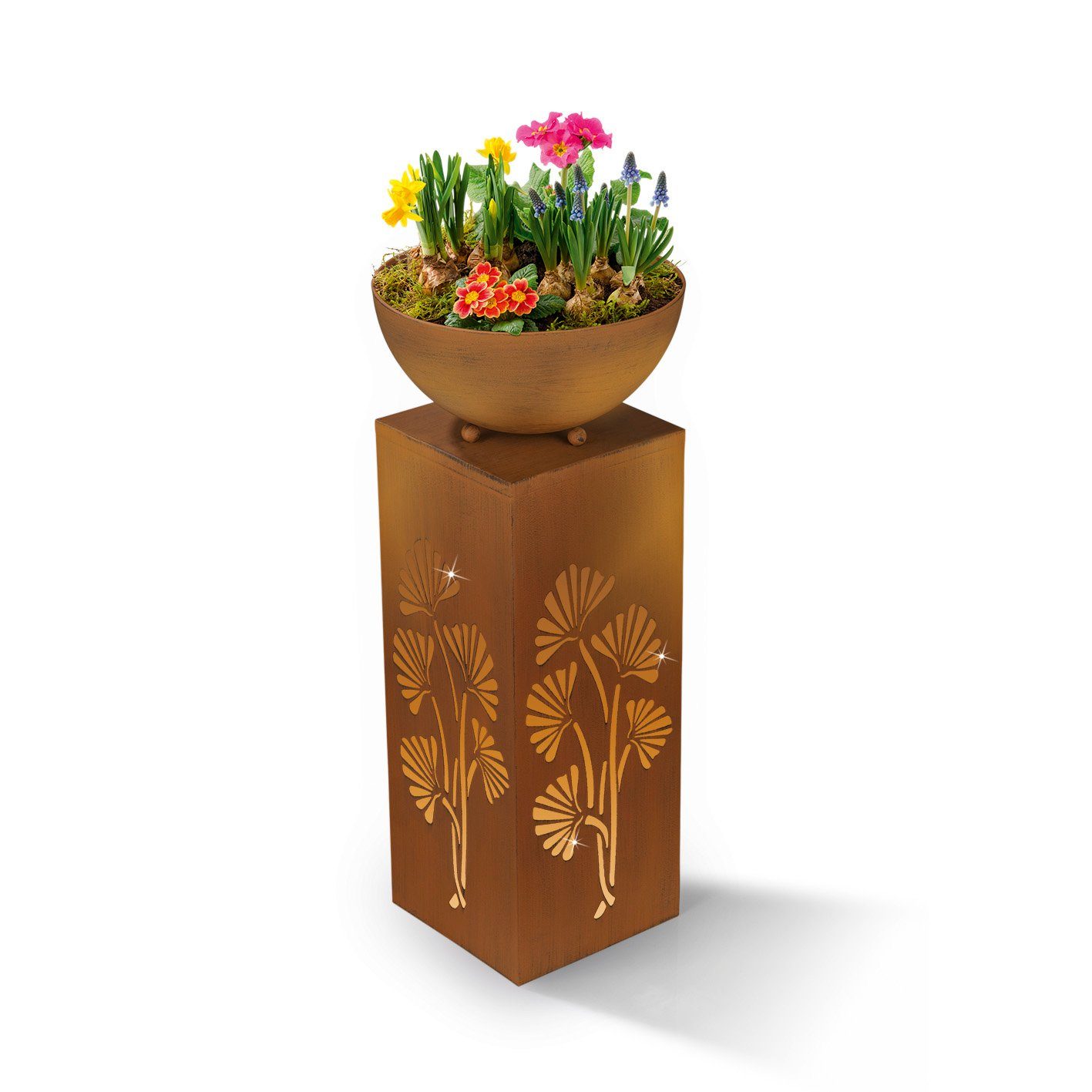 EASYmaxx Dekosäule, LED-Dekosäule Pflanzschale 59 cm Rost-Optik online