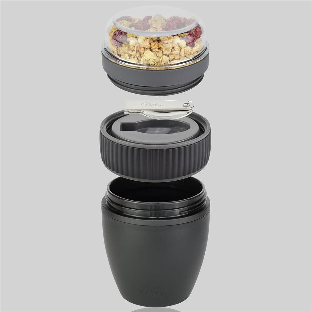 Milu Müslibox Milu Müslibecher To Go Kunststoff 400 ml, auslaufsicher, Müslimax Set