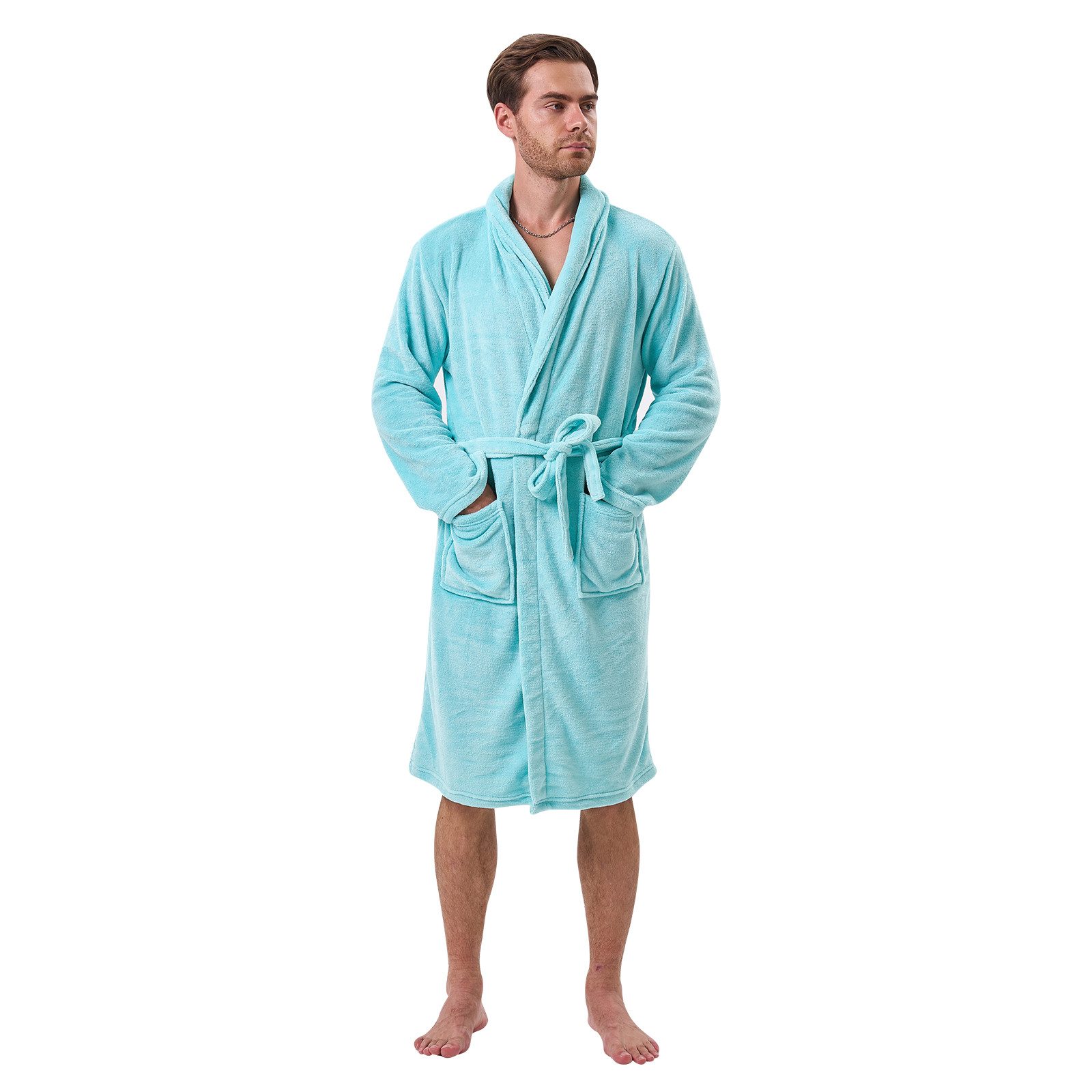 i@home Unisex-Bademantel Bademantel aus Korallenfleece Plüsch weich warm Mo günstig online kaufen