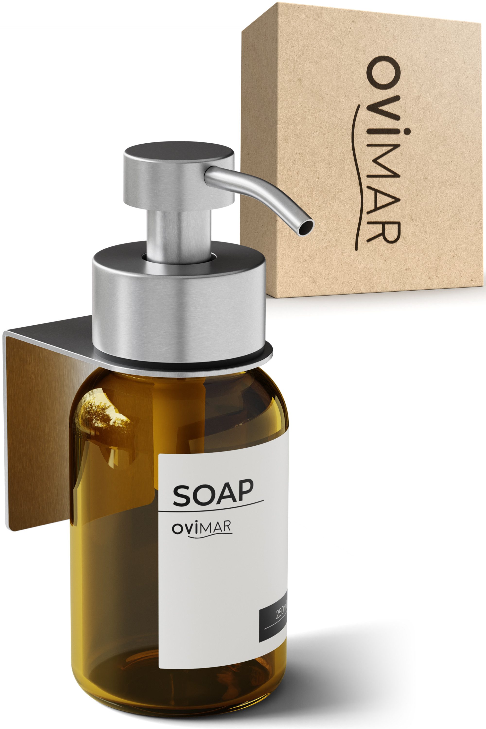 ovimar Seifenspender Rosnaes, (1-tlg), aus Glas in Silber zur Zum Kleben günstig online kaufen