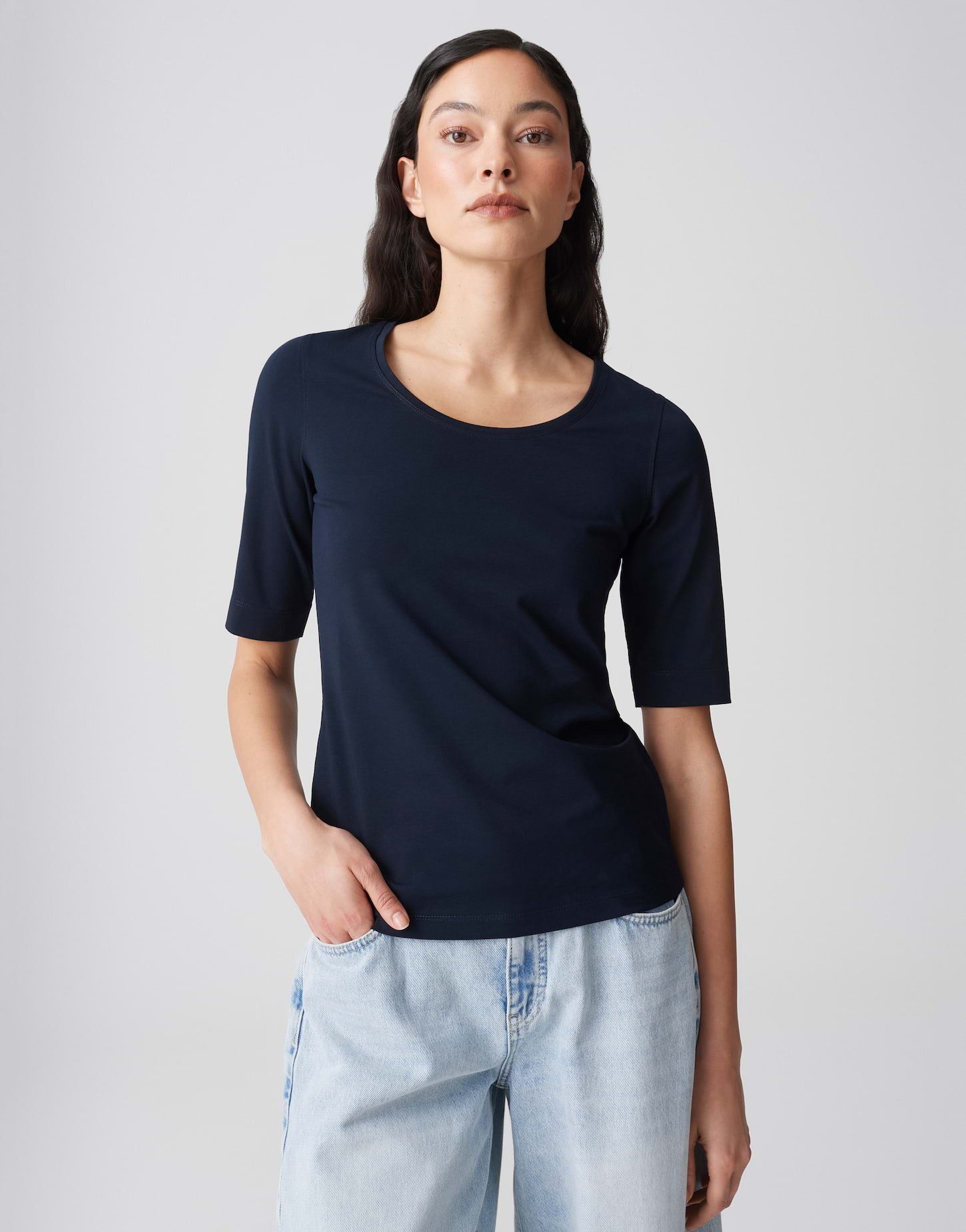 OPUS Kurzarmshirt Kurzarmshirt aus Jersey Slim Shirt aus Jersey