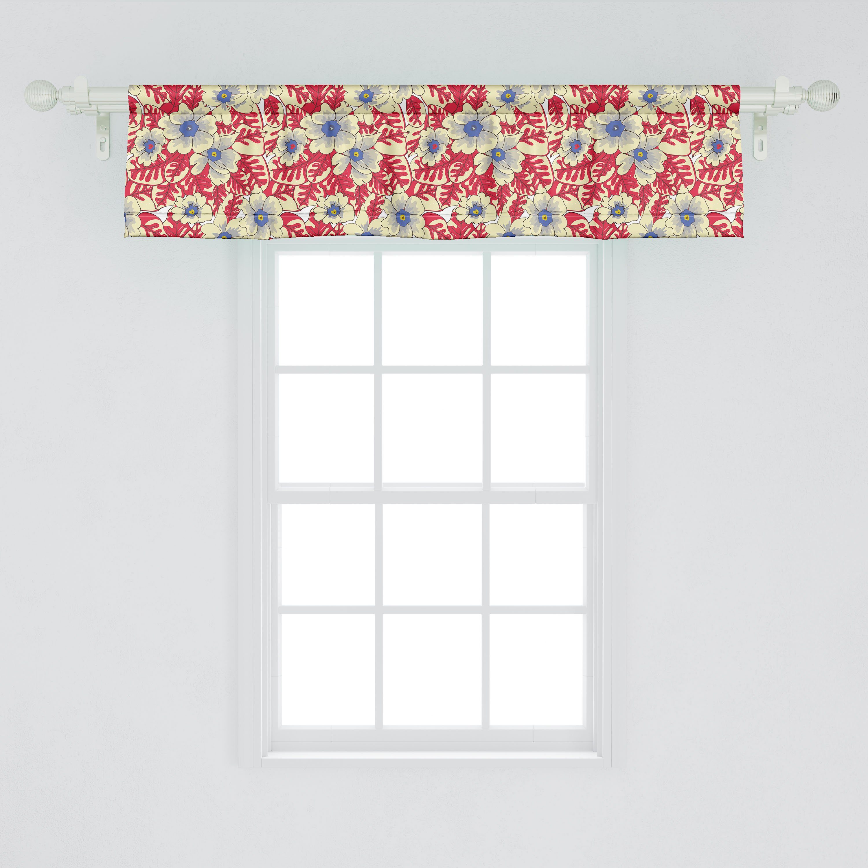 gefärbtes Schlafzimmer Dekor Volant für Küche Vorhang Stangentasche, Scheibengardine Abakuhaus, Frühlings-Blumen Blatt Microfaser, Blumen mit und