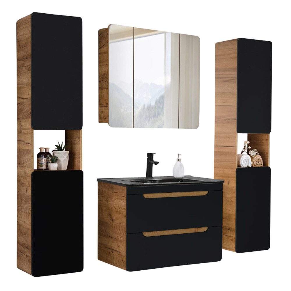 Lomadox Badmöbel-Set NEW-LUTON, (Spar-Set, 4-St), Eiche Waschbeckenschrank günstig online kaufen