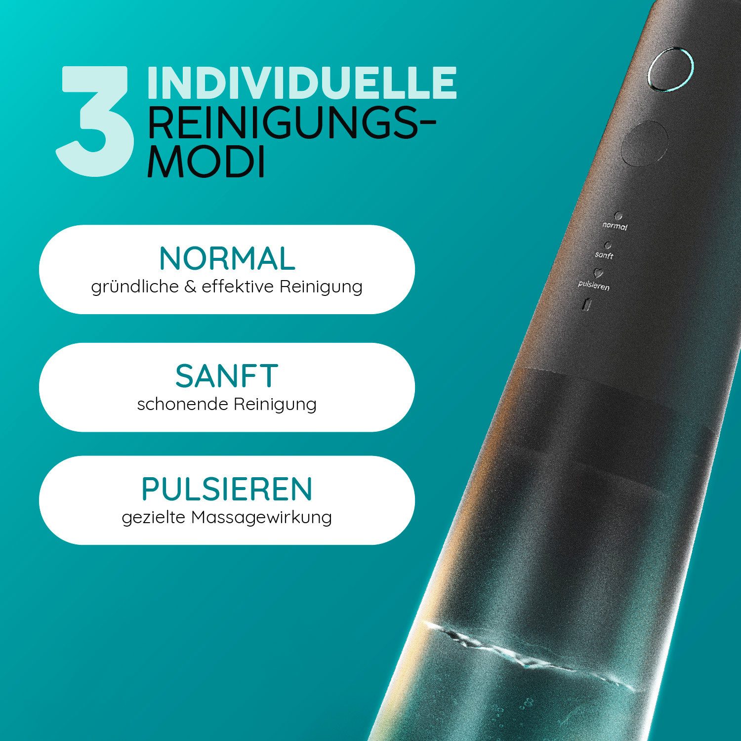 happybrush Munddusche Eco Flow Set - 100 Tage Probeputzen - bis 3 Wochen Power Akku, Aufsätze: 2 St., 240ml Wassertank – Bild 4 von 5