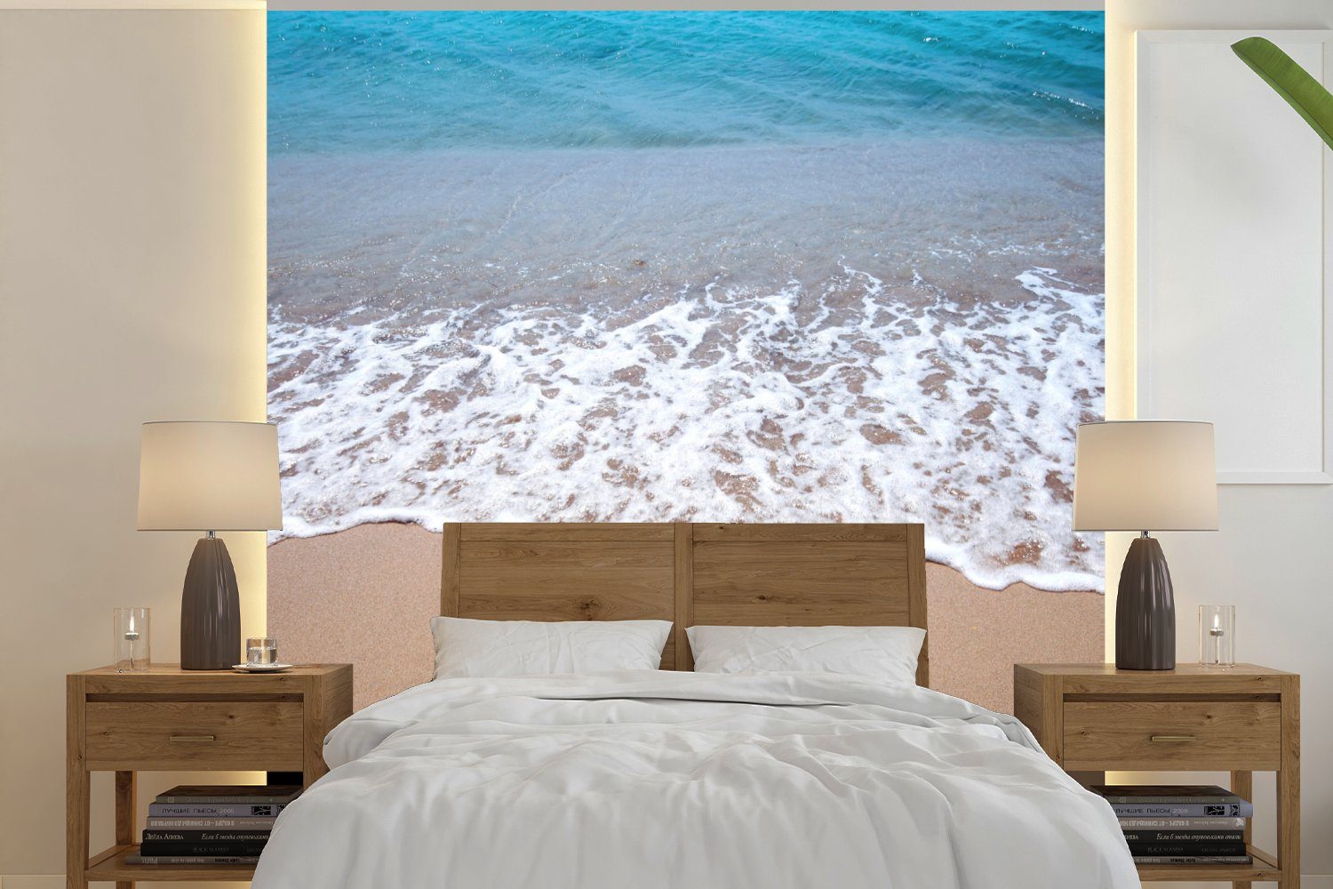 St), Vinyl Wohnzimmer - Schlafzimmer, für Golf Wasser Fototapete Strand, - MuchoWow bedruckt, Tapete Matt, (5 Wandtapete oder
