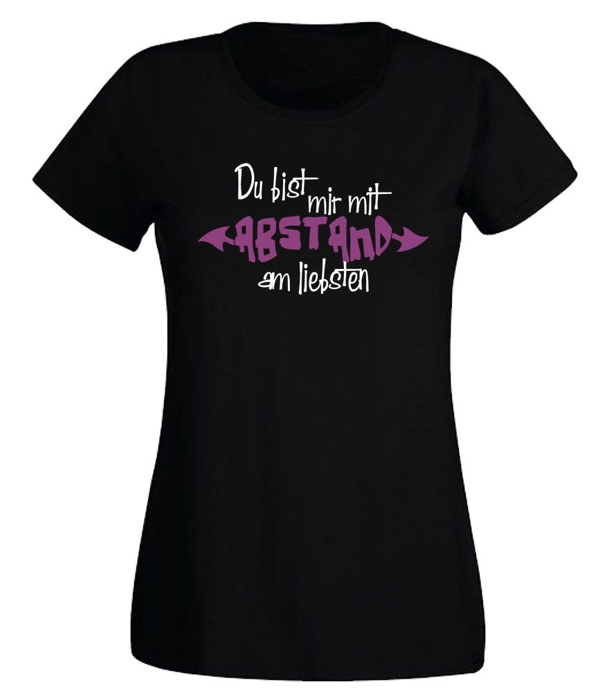 G-graphics T-Shirt Du bist mir mit Abstand am liebsten Slim-fit Damen T-Shirt mit Statement / Spruch als Frontprint