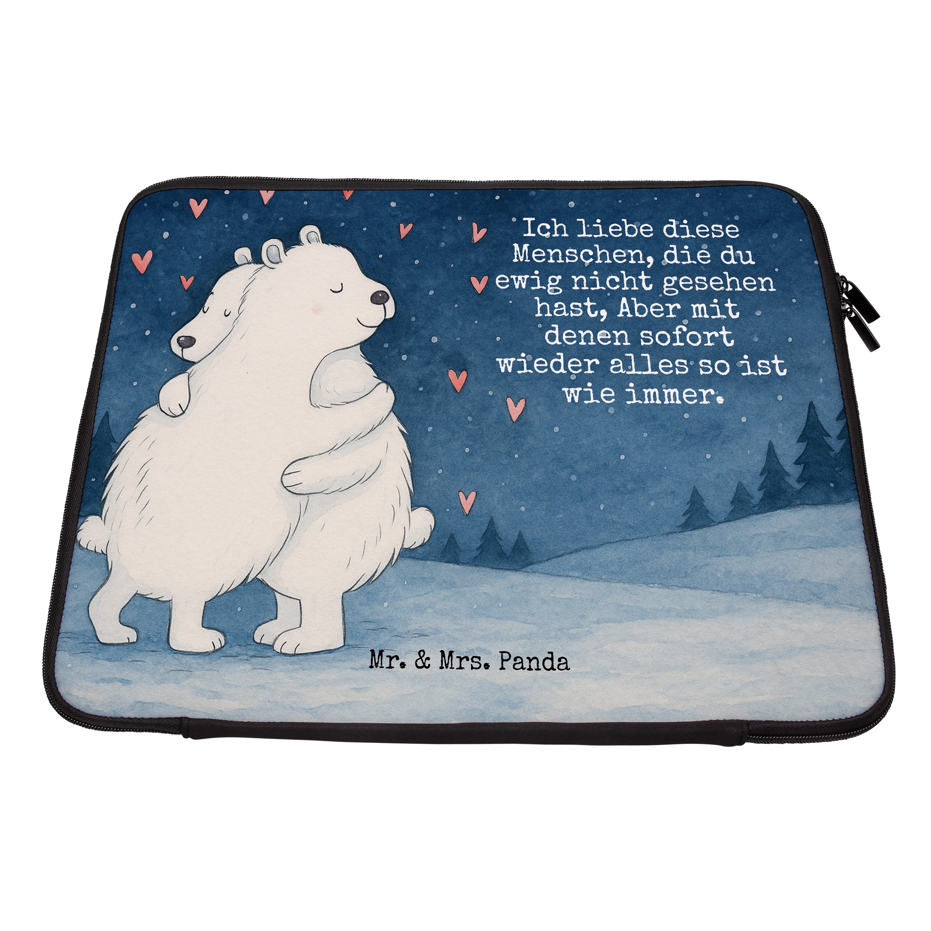 Mr. & Mrs. Panda Laptop-Hülle Eisbär Umarmen Design, Laptop Tasche 15" 40 x 29,5 cm, Weiß, Laptopta, Laptop Sleeve Laptoptasche Tasche Laptop