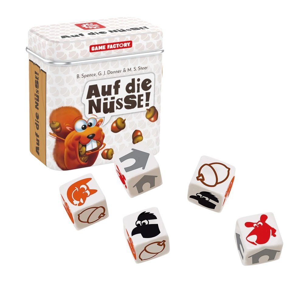 Game Factory Spiel auf die Nüsse, Familienspiel, Würfelspiel, Reisespiel, Familienspiel & Würfelspiel mit einfachen Regeln