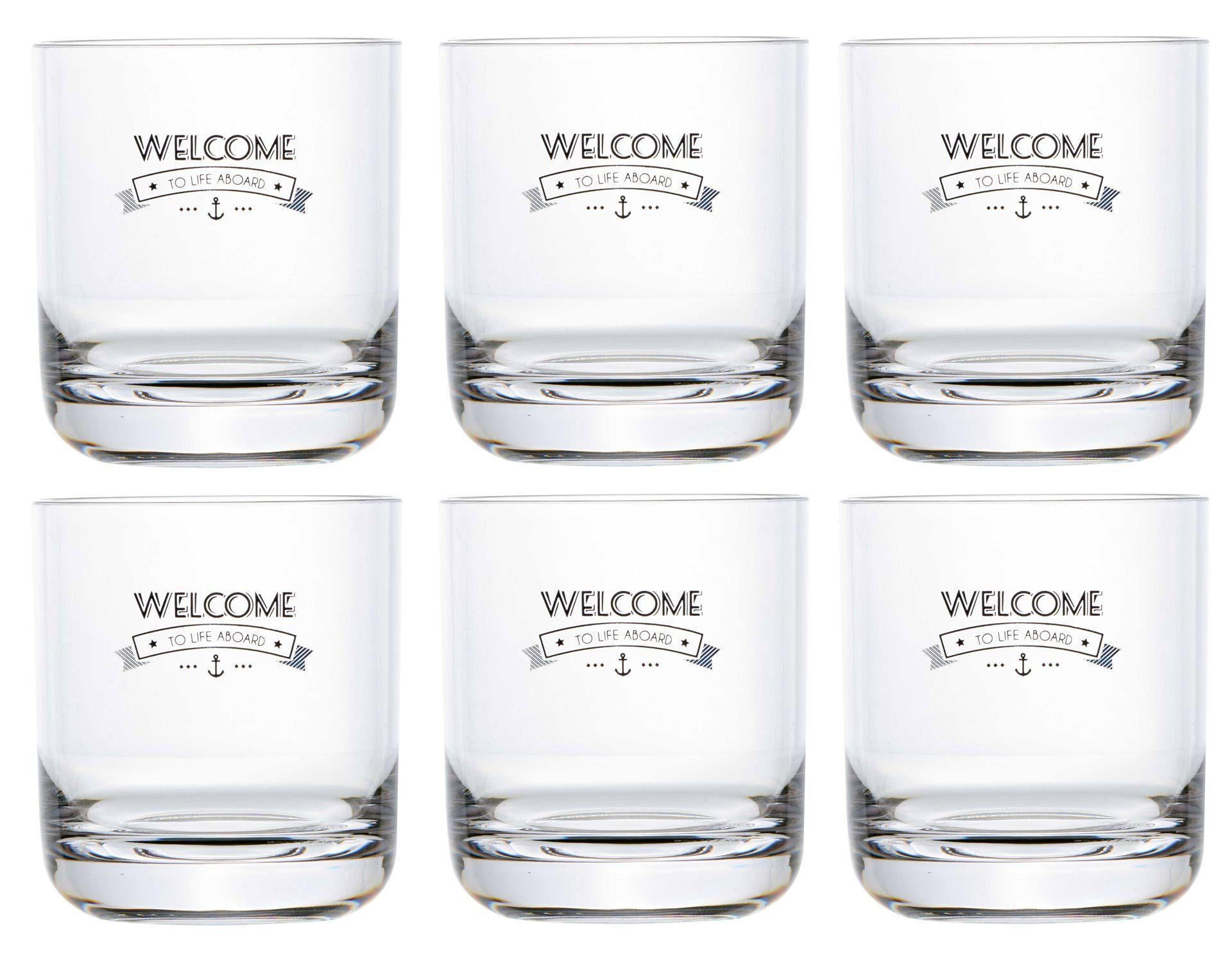 Marine Business Longdrinkglas Wasser Glas Party - Welcome, Set 6 Stück, unzerbrechlich, Polycarbonat, Polycarbonat