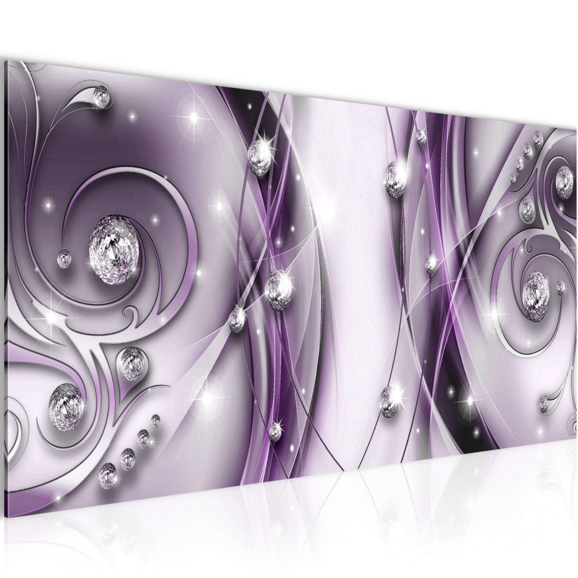 Runa Art Wandbild Abstrakt Modern Bild auf Vlies Leinwand Diamant Violett Lila 0179, 100L x 40B cm