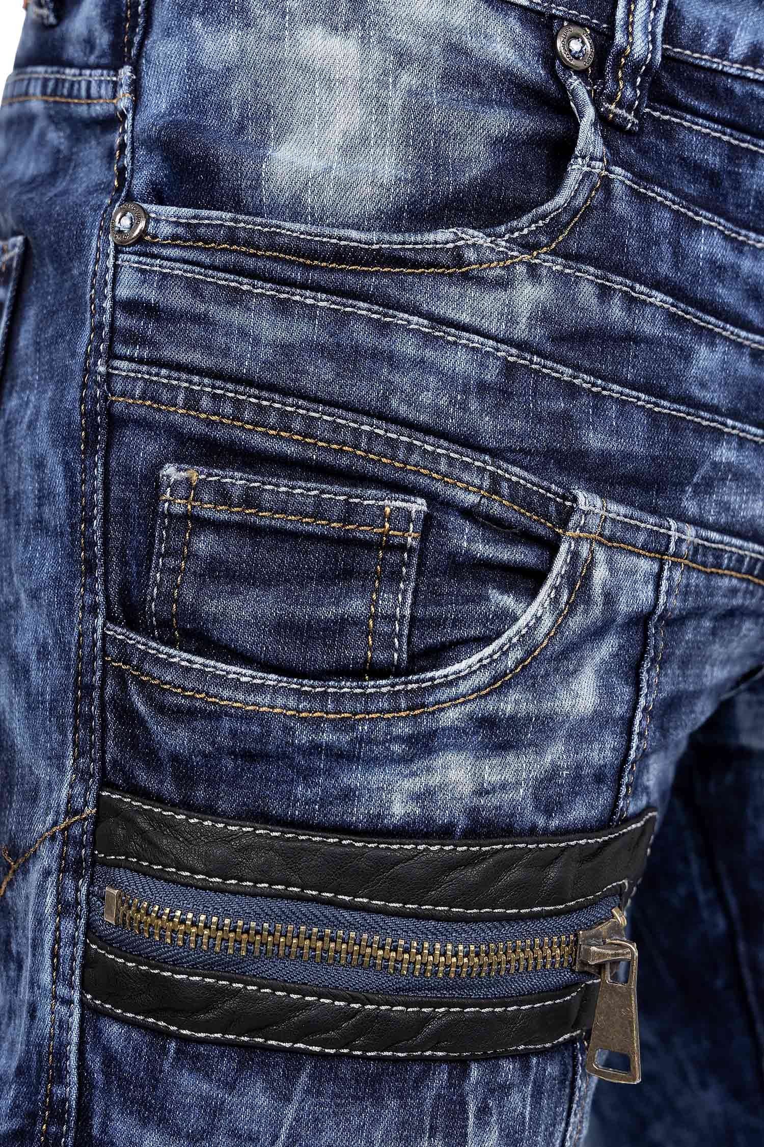 5-Pocket-Jeans Herren Regular Fit Hose Stonewashed KM012
