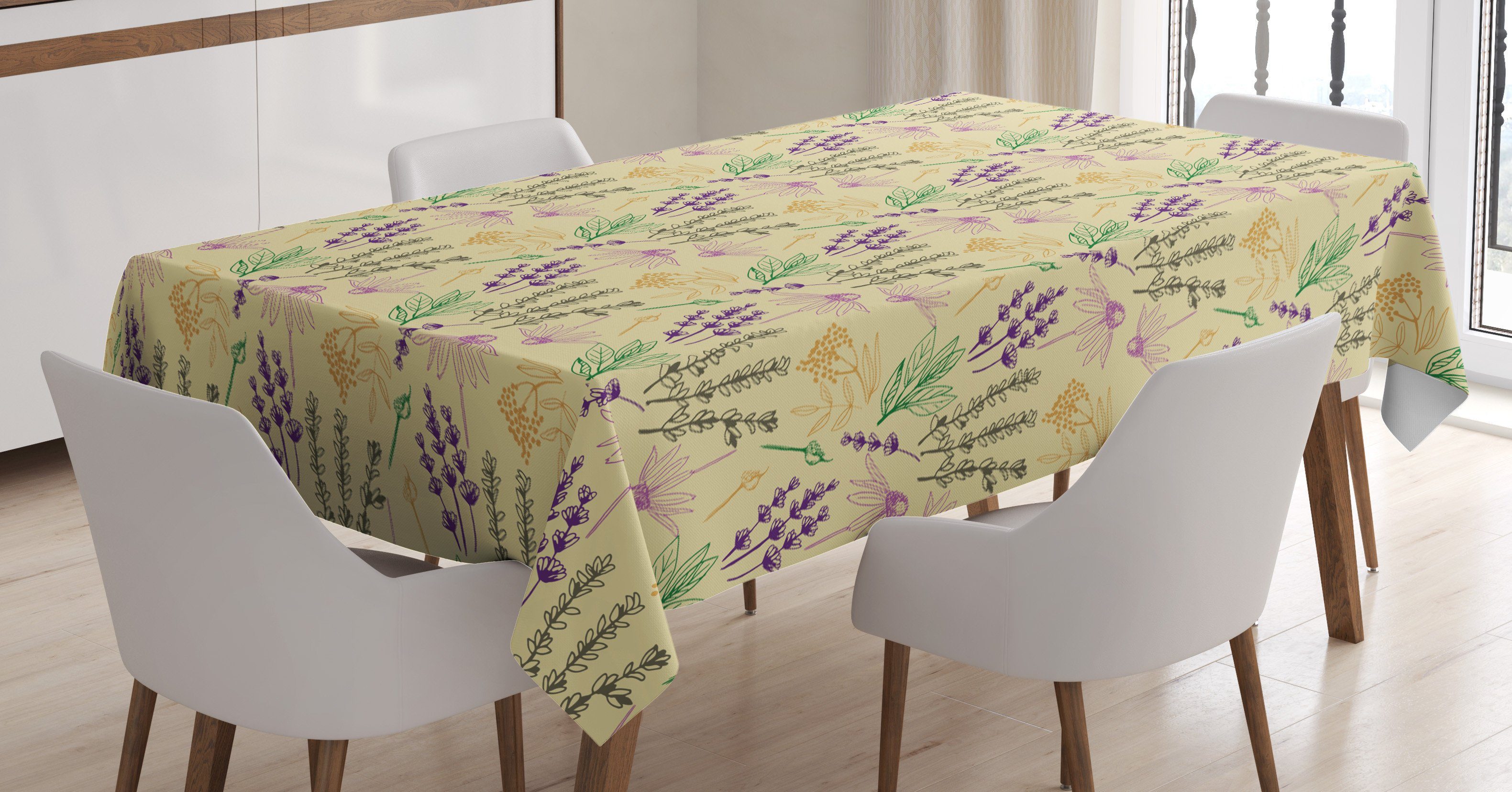 Abakuhaus Tischdecke Farbfest Waschbar Für den Außen Bereich geeignet Klare Farben, Blumen Aster Blüten Kräuter Muster