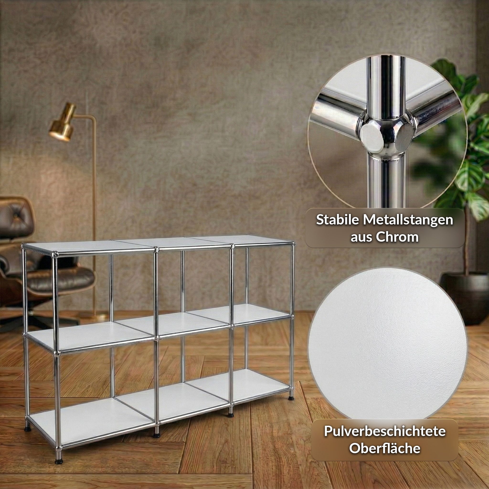 Kubus Standregal Urban Pure MK-018, Ablagen Sideboard Lowboard Offenes Bücherregal, Einzelartikel, Offene Bauweise, breite Ablageflächen, höhenverstellbare Füße – Bild 4 von 5