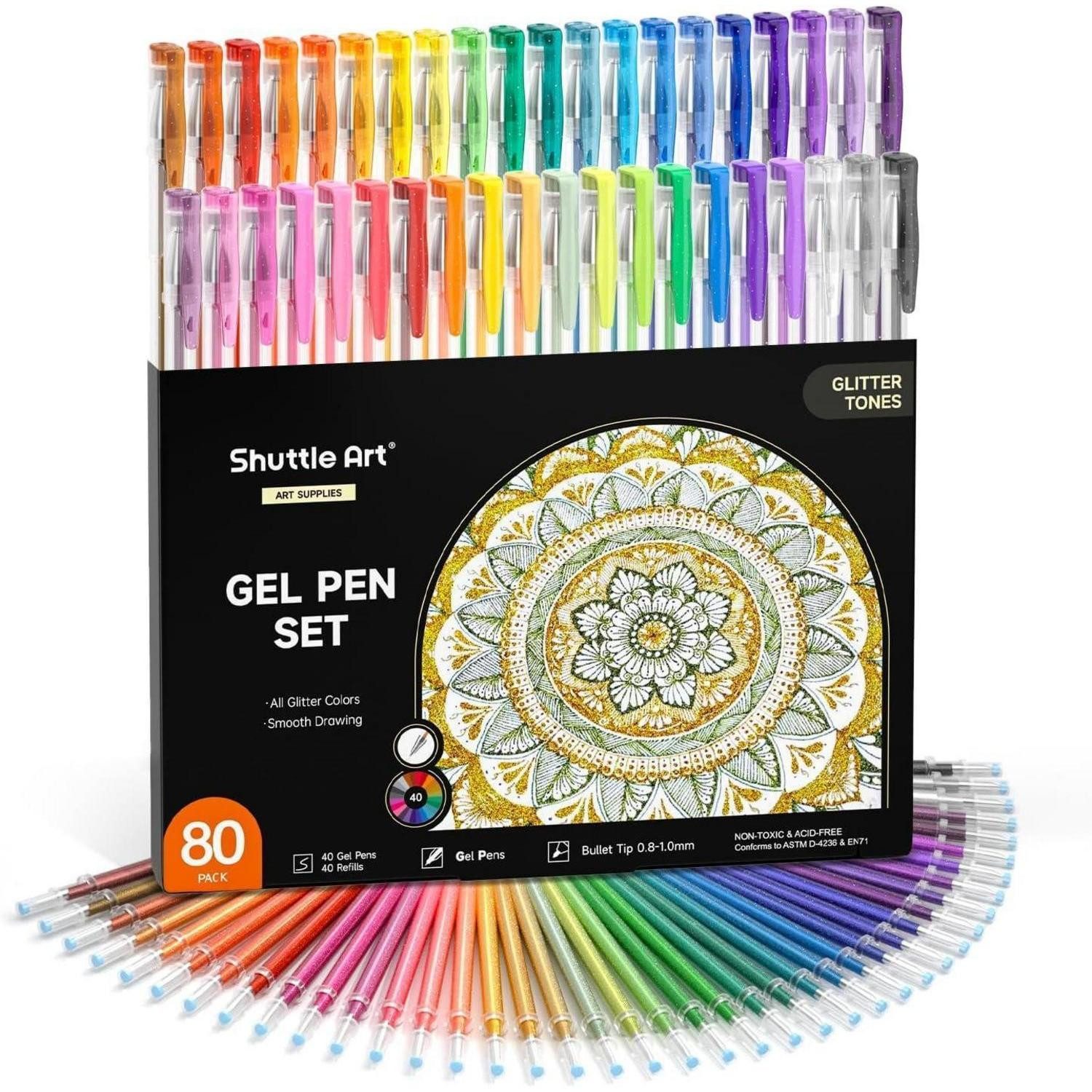 LuxusKollektion Gelschreiber 80 Glitzer Gelstifte Set 40 bunte Gelschreiber 40 Ersatzminen, für