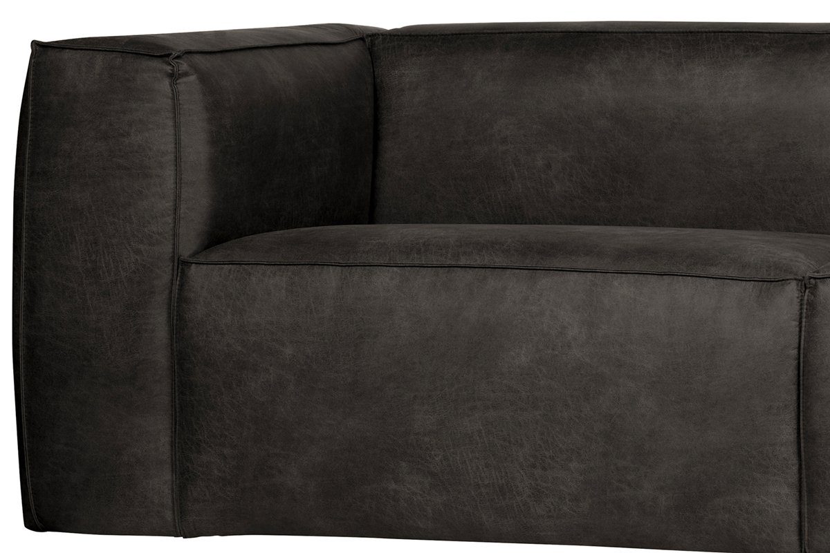 3,5-Sitzer Sofa - Black, WOOOD Bean Leder freistellbar Sofa