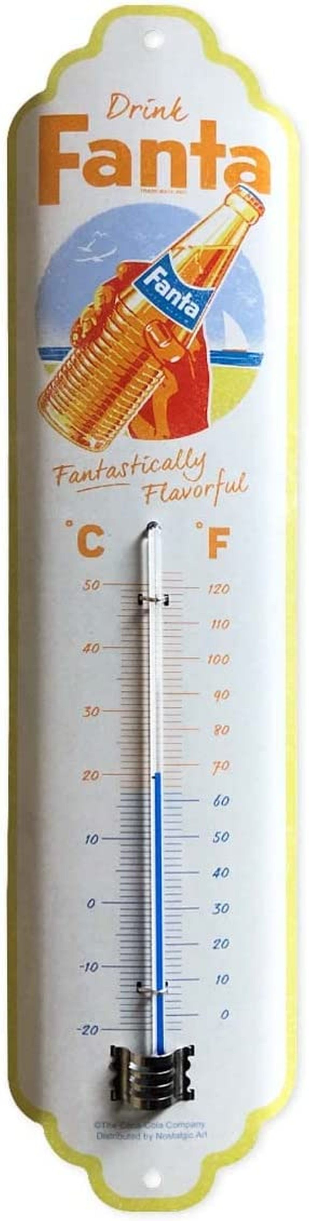 Raumthermometer Retro Metall-Thermometer Innen Aussen Analog - Fanta