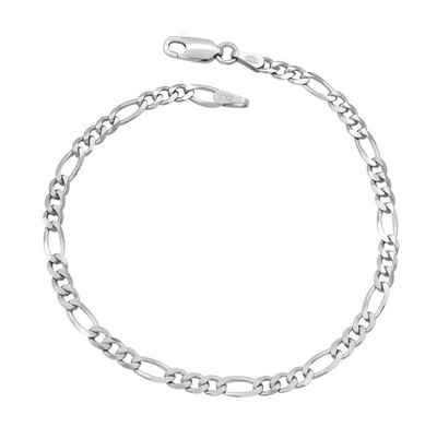 Kauf-mich-weg by Bella T Silberarmband Figaro Armband 925 Sterling Silber rhodiniert 3,5mm breit, Länge wählbar 17 - 22cm