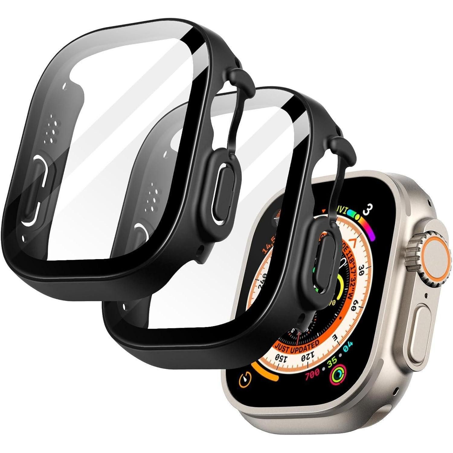 LuxusKollektion Smartwatch-Hülle Hülle mit Displayschutz für Apple Watch Ultra 2/1 49mm Schwarz