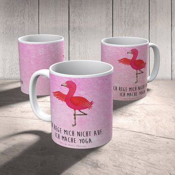 Mr. & Mrs. Panda Tasse Flamingo Yoga - Aquarell Pink - Geschenk, Namaste, Tasse Sprüche, Ker, Keramik, Herzberührende Designs