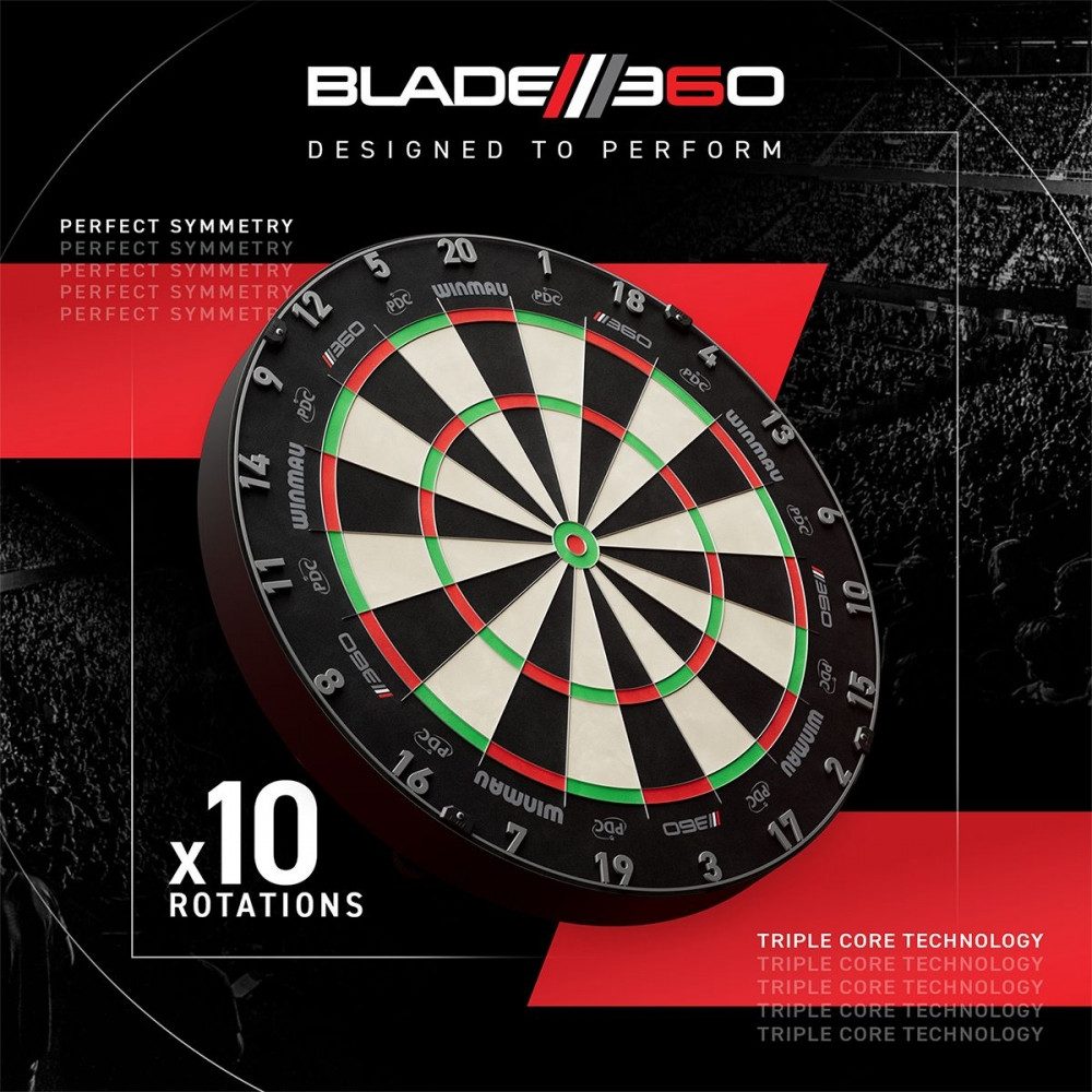 Winmau Dartscheibe, (Dartboard, Offizielles PDC-Dartboard), Innovatives 360°-Design