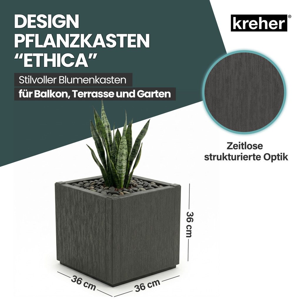 Kreher Pflanzkübel 'Ethica' in strukturierter Optik schmale Version (Farbe/Set wählbar) (3 St)