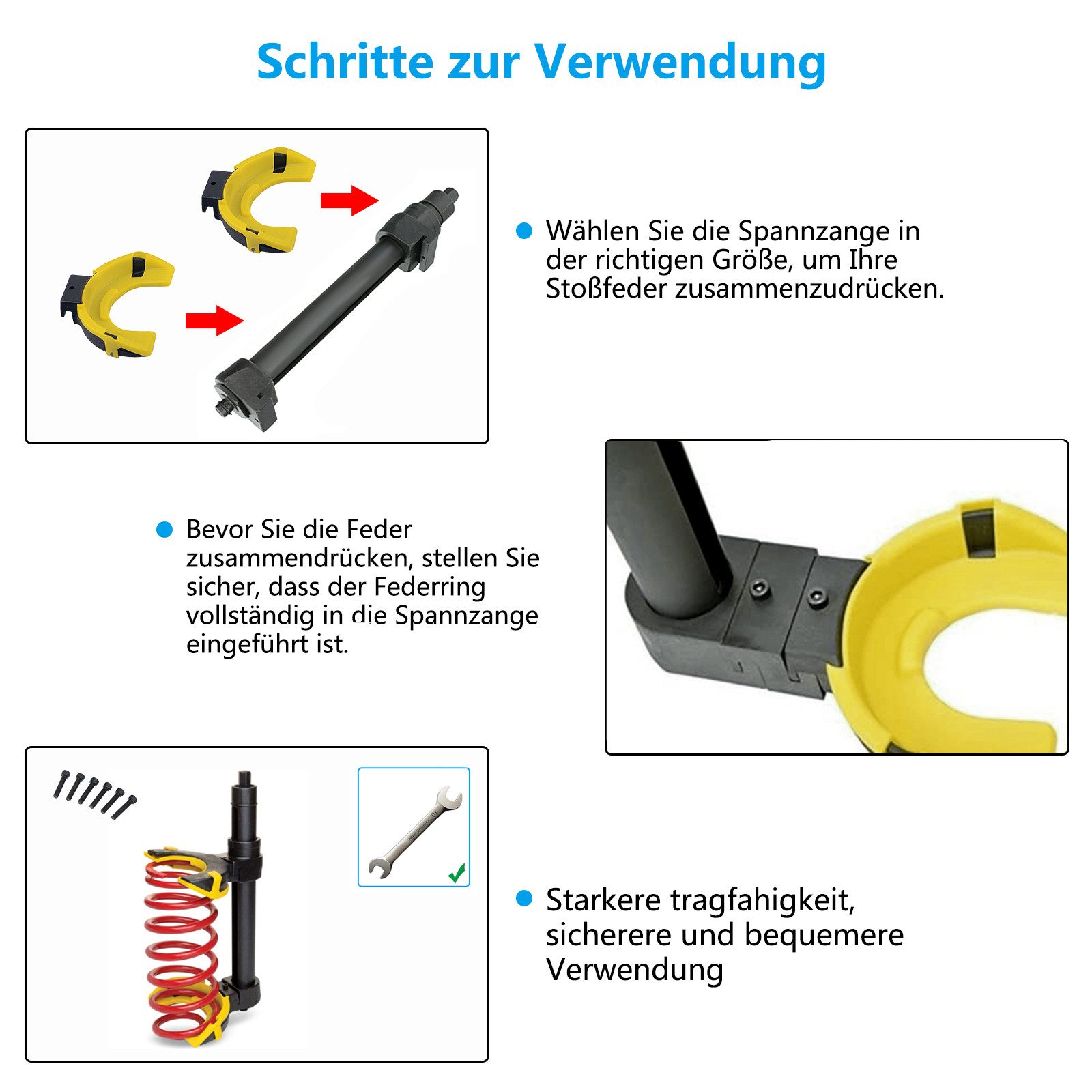 FIVMEN Montagewerkzeug Federbeinsystem Federspanner Federbeine Tieferlegung, Tieferlegung Fahrwerk Werkzeug Spanner, Blau