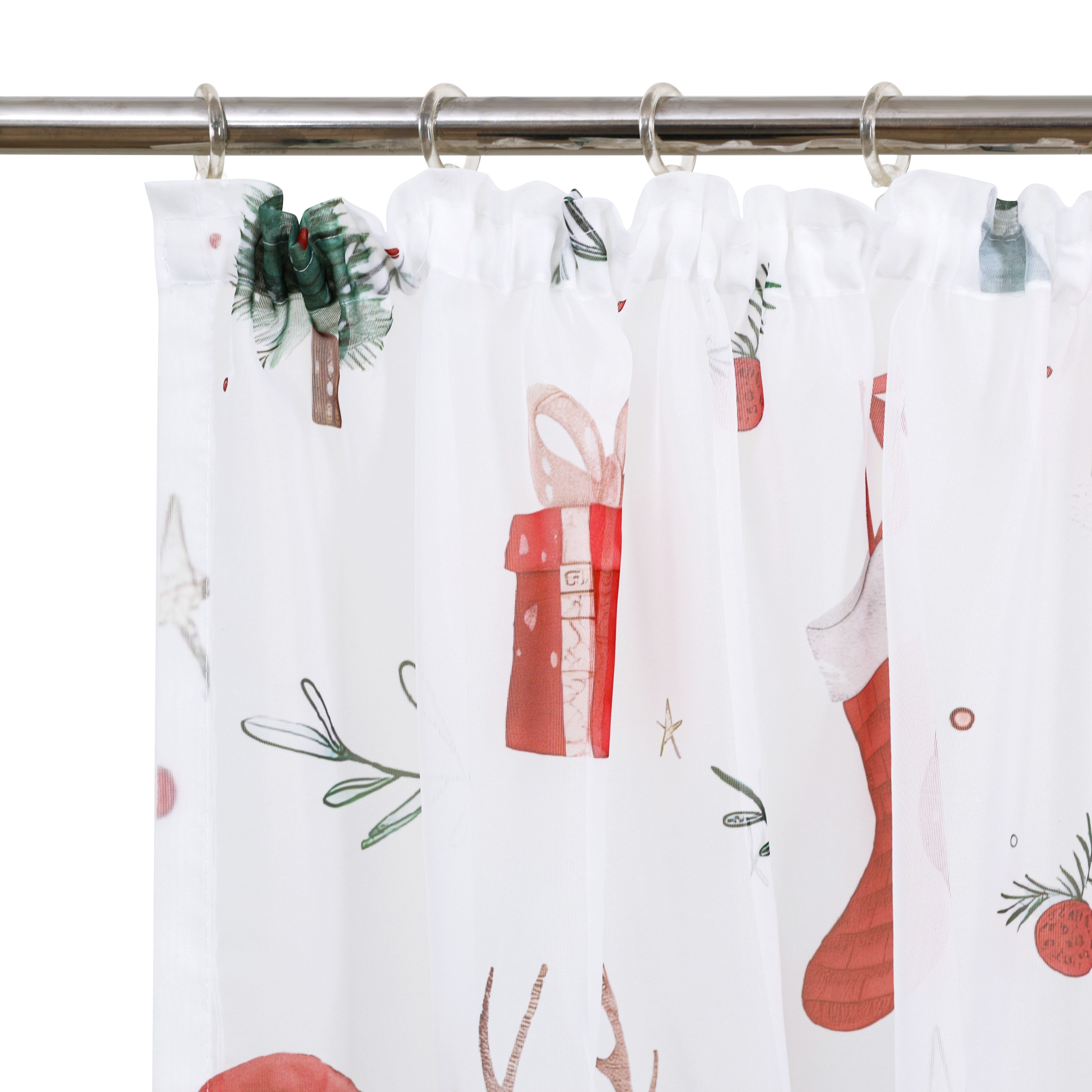 OTTO home Gardine Olwyn (1 St), Kräuselband, transparent, weihnachtlich, bedruckt, halbtransparent, weiche Haptik
