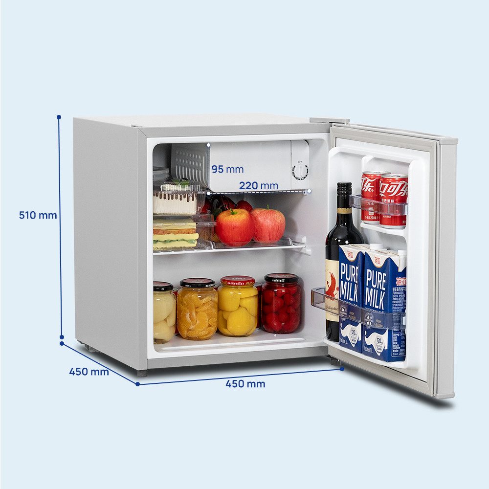 Smad Table Top Kühlschrank reversibler Einzeltür Mini-Kühlschrank DSF-48D6E, 51 cm hoch, 45 cm breit, 6-stufigem Thermostat Kühlfach, 39 dB, für Schlafzimmer/Bü – Bild 2 von 5