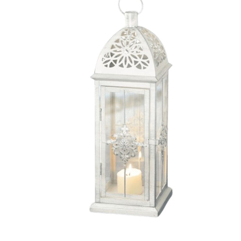 Home-trends24.de Kerzenlaterne Laterne Barock Weiß Metall Windlicht Kerzenhalter Shabby Landhaus 39cm