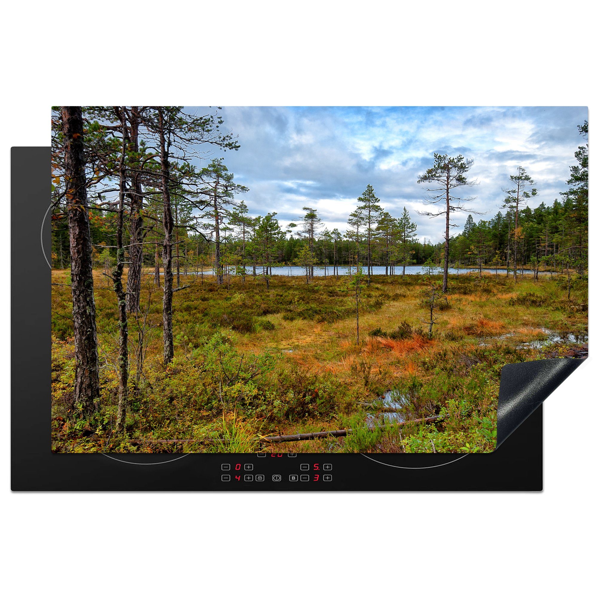 MuchoWow Herdblende-/Abdeckplatte Herbstlich gefärbte Wälder im Skuleskogen-Nationalpark in Schweden, Vinyl, (1 tlg), 81x52 cm, Induktionskochfeld Schutz für die küche, Ceranfeldabdeckung