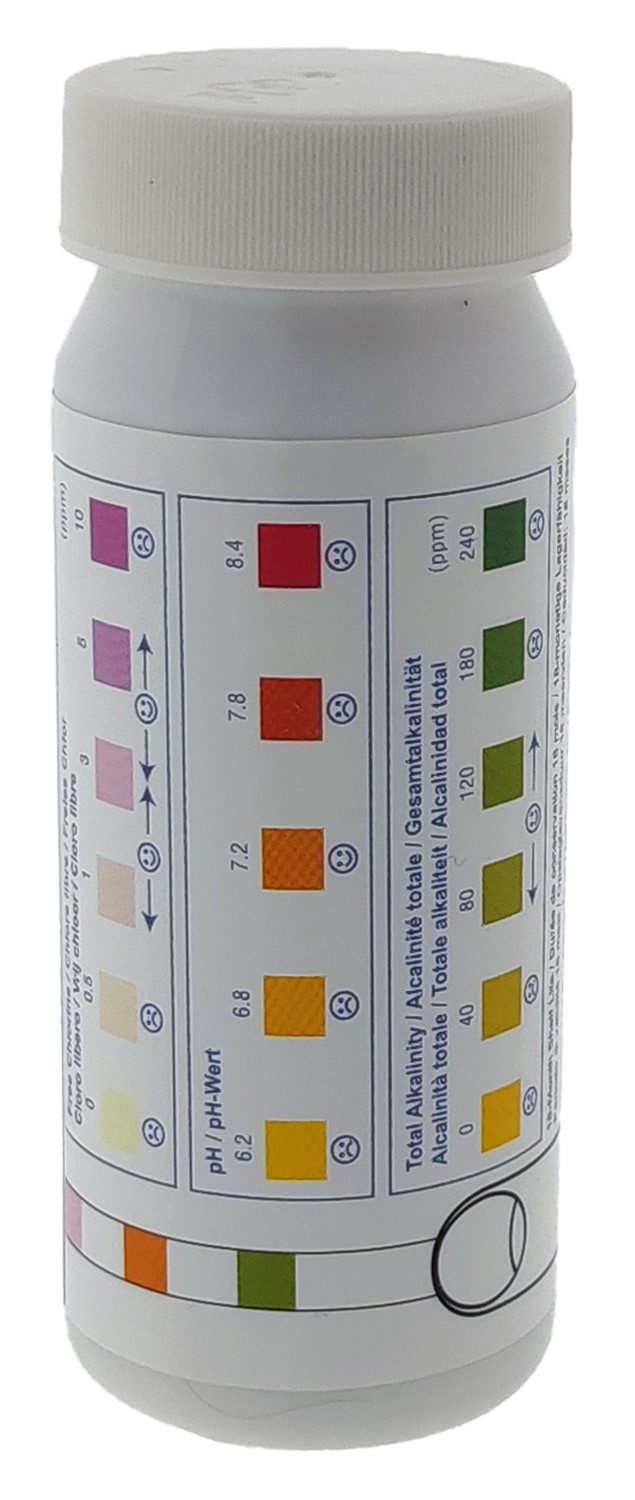 Bestway Pool-Wassertest Pool Teststreifen 3-in-1, 50 Stück, zur Wasseranalyse, Stück, 50-tlg., Bestway Teststreifen, Teststreifen Chlorgehaltstest Wasserquallitätstest Poolhygiene