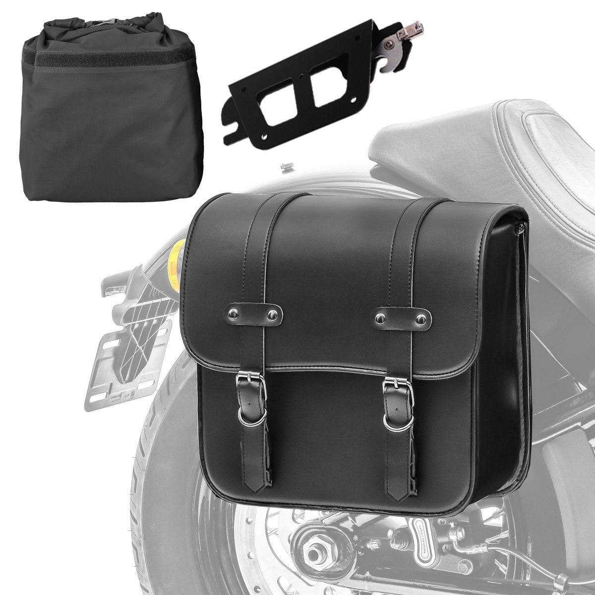 Craftride Satteltasche Set Satteltasche + Halter QL für Chopper / Custombikes /114 18-25 RNO-