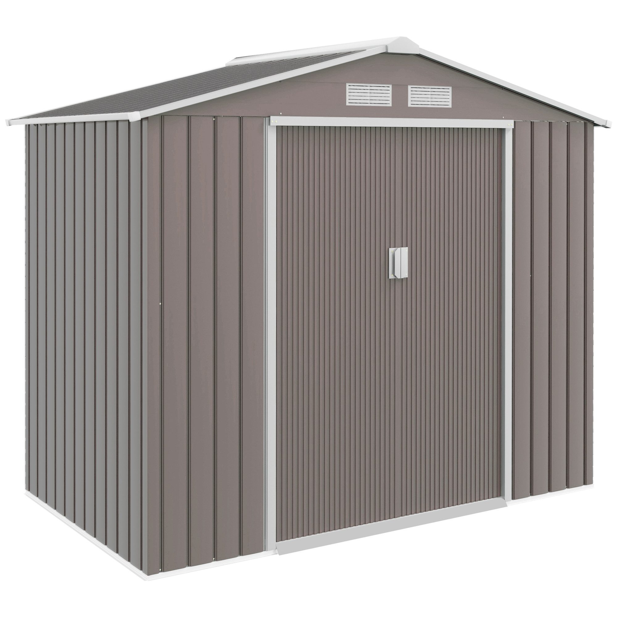 MC Star Gerätehaus Geräteschuppen aus Blech mit Schiebetüren, 213 x 130 x 185 cm, Grau