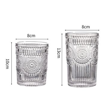 HIBNOPN Tumbler-Glas 6 Stück Romantische Trinkgläser Premium Glasbecher Glaswaren Set