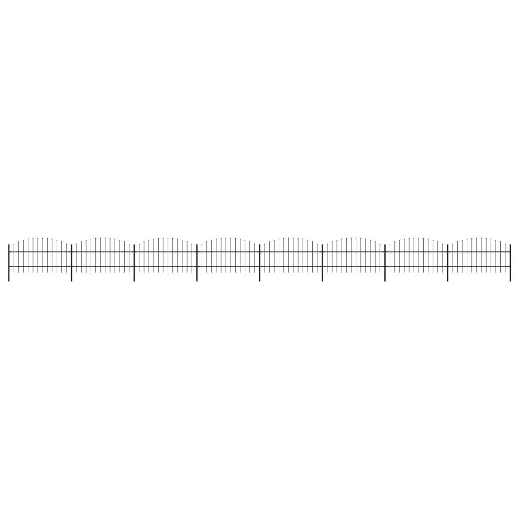 vidaXL Gartenzaun Gartenzaun mit Speerspitze Stahl 1339 x 100 cm Schwarz, (1-St)