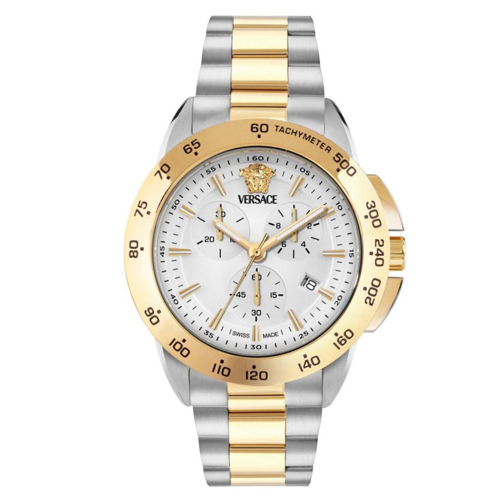 Versace Schweizer Uhr V‑Sport Chrono Silber/Gold VEKIA0525