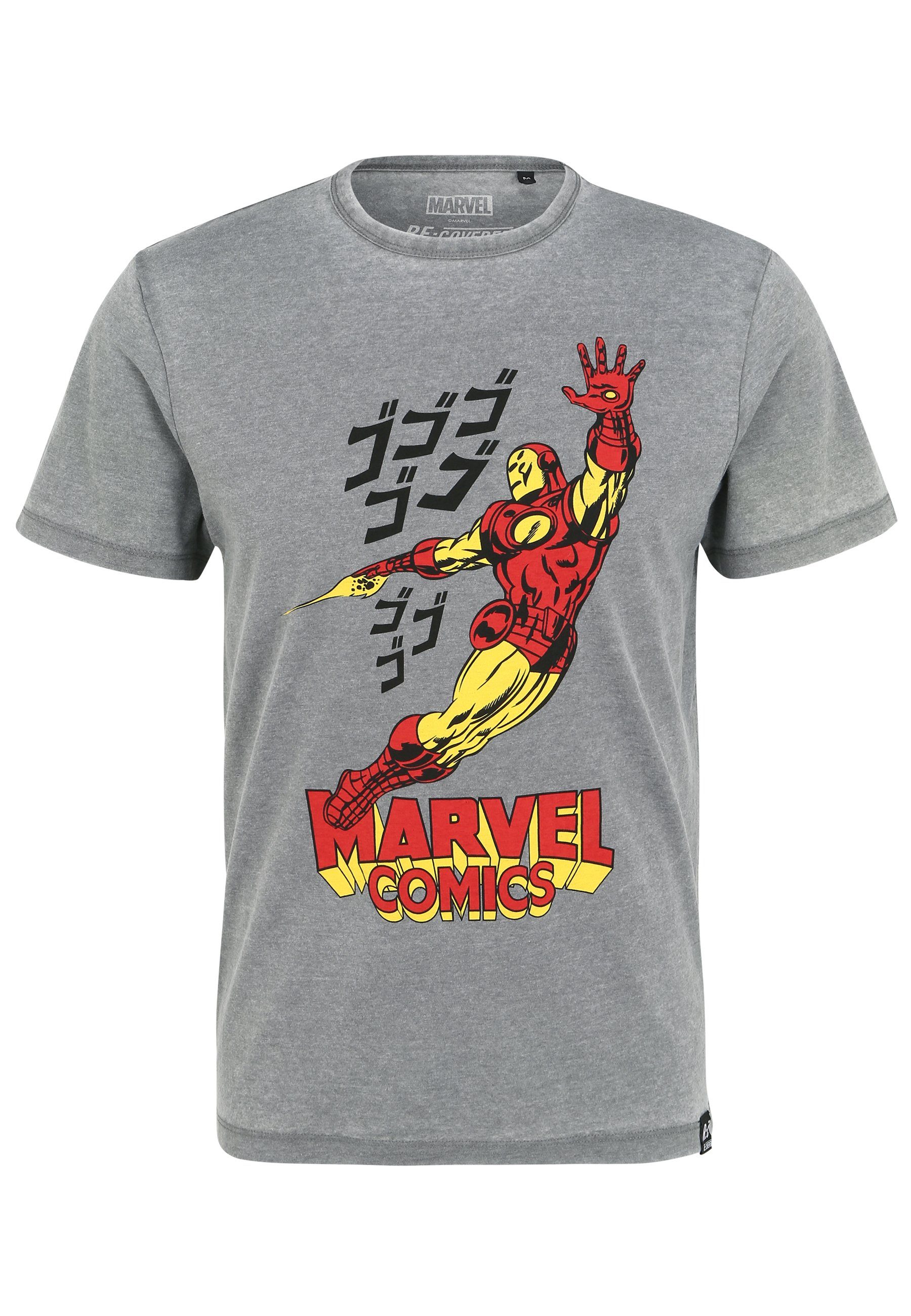 Man Comics Japan Marvel Hellgrau zertifizierte Recovered Iron T-Shirt GOTS Bio-Baumwolle