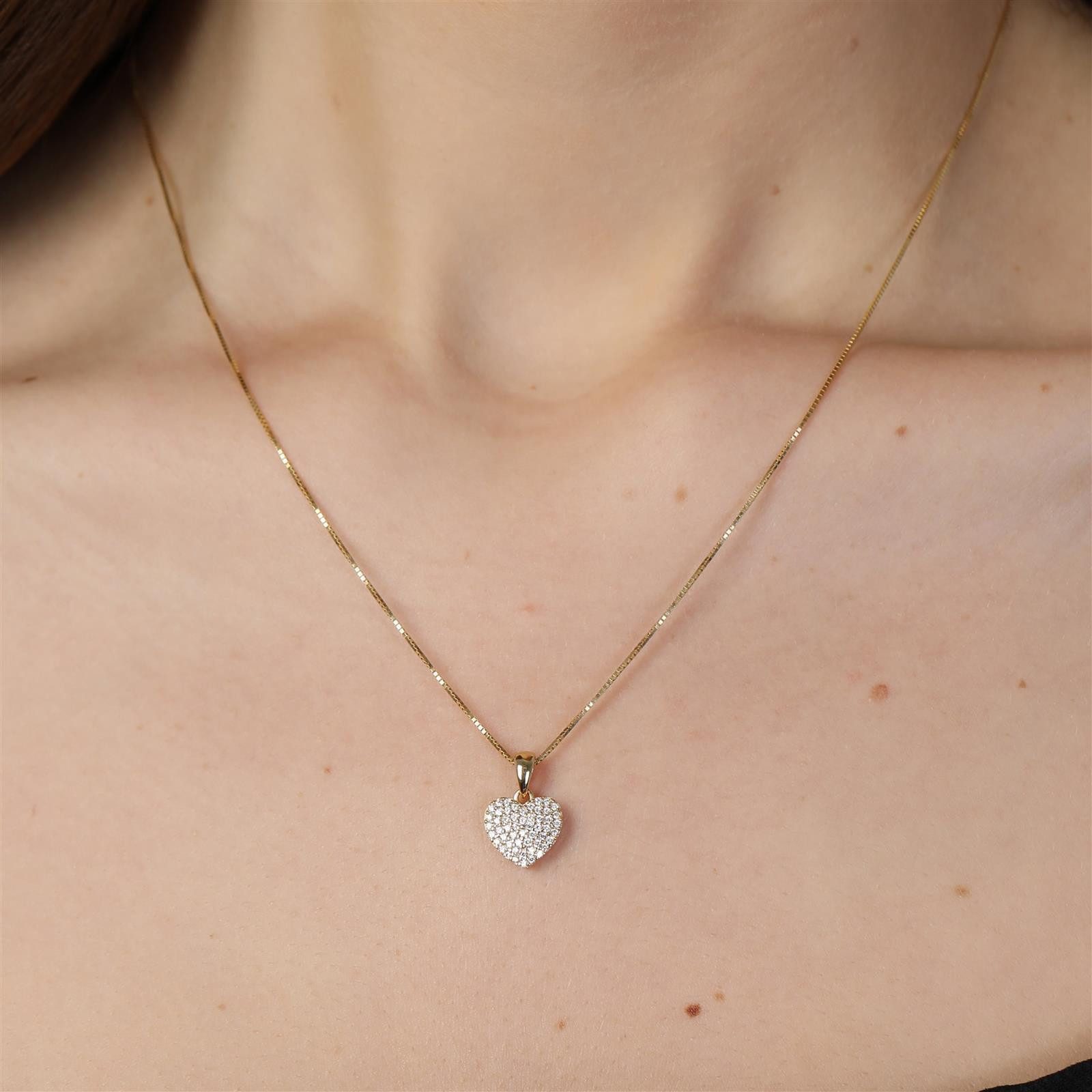 Tony Fein Goldkette mit Herzanhänger 585er Gelbgold 0,8mm Zirkonia Weiß, Ma günstig online kaufen