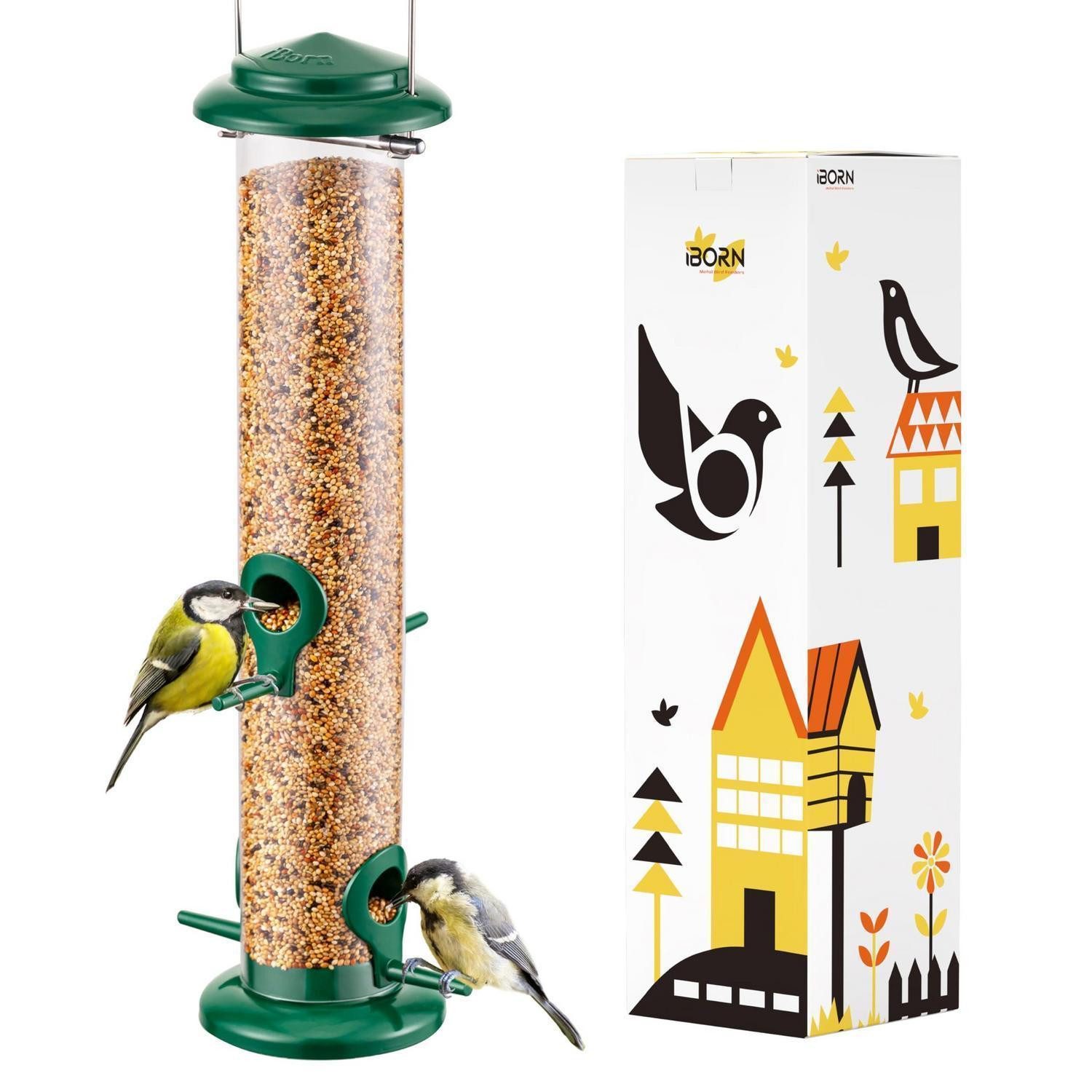 LuxusKollektion Futterhaus Vogelfutterhaus Grün 4 Anflugplätze