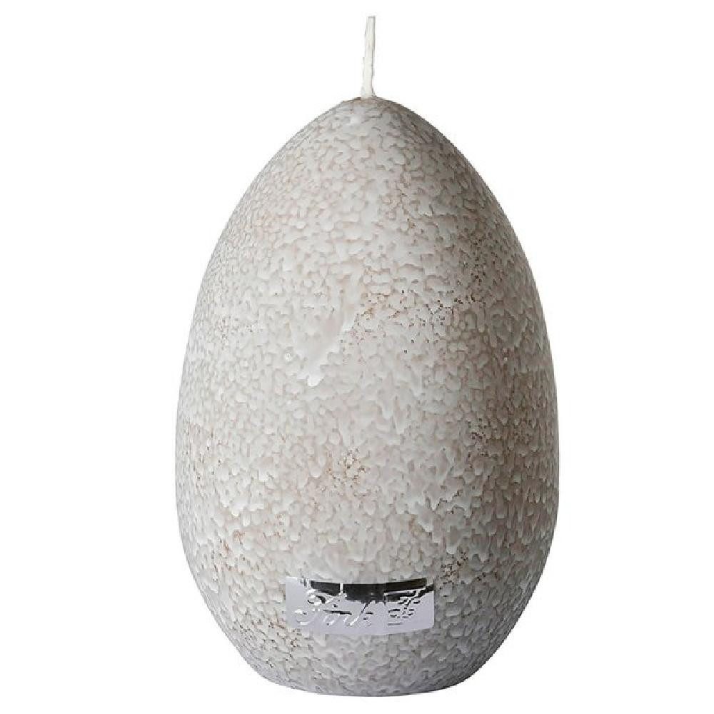Fink Tafelkerze Stumpenkerze Eikerze Ei Krakelee Weiß Taupe (12cm)