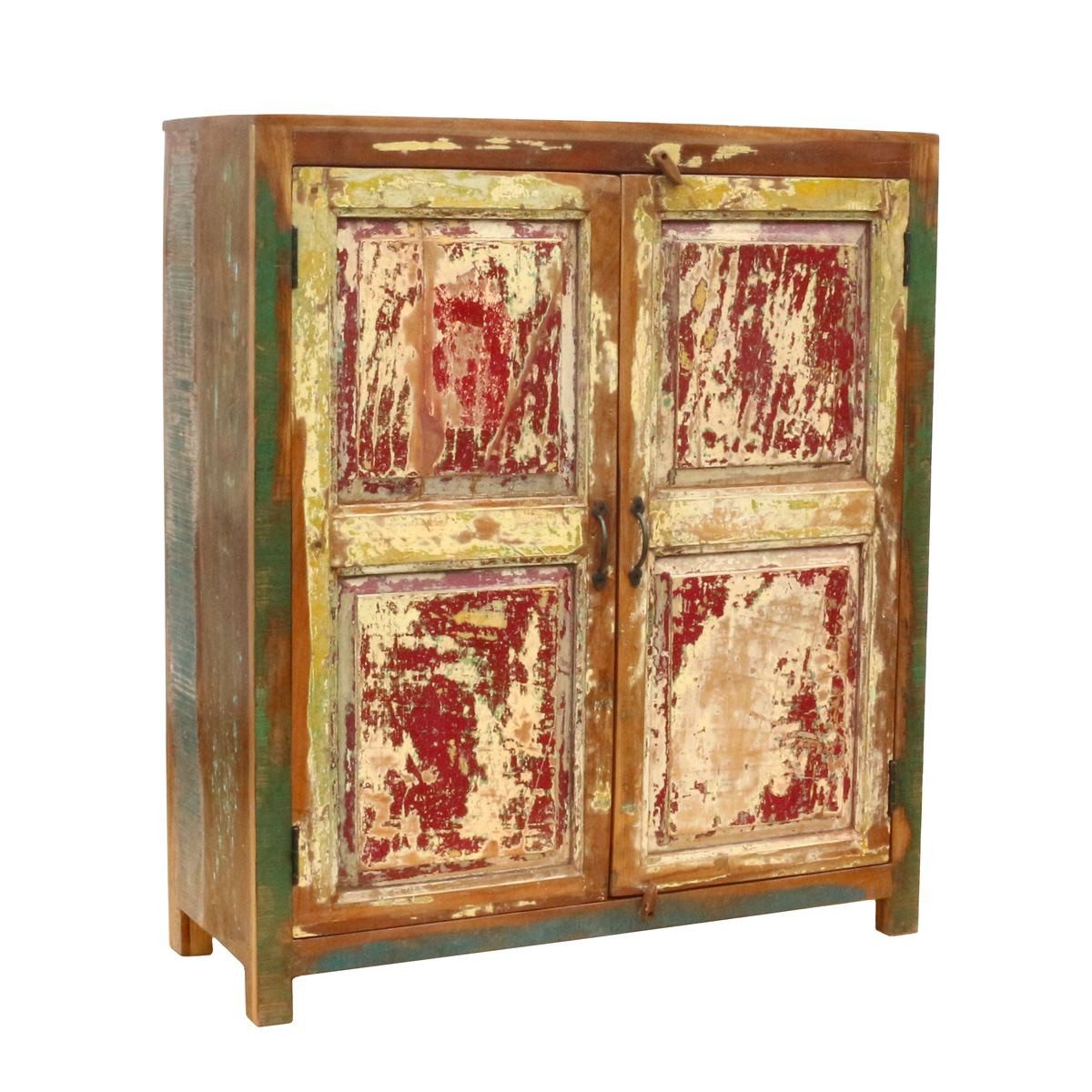 Oriental Galerie Mehrzweckschrank Indischer Schrank Antik 120cm Massivholz, Echtholz Wohnzimmerschrank, Schlafzimmer