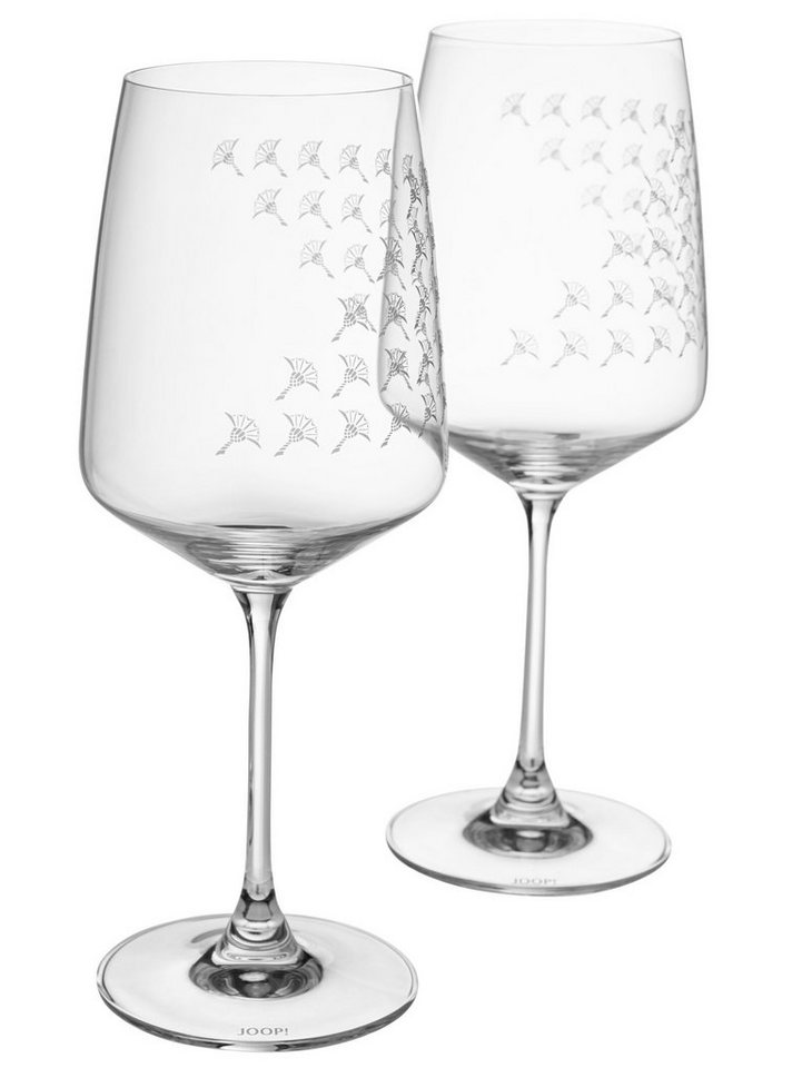 JOOP! 2er Glas, Weinglas Dekor Rotweinglas Joop! Mit Set, - LIVING Kornblumen-Verlauf als CORNFLOWER elegantem FADED